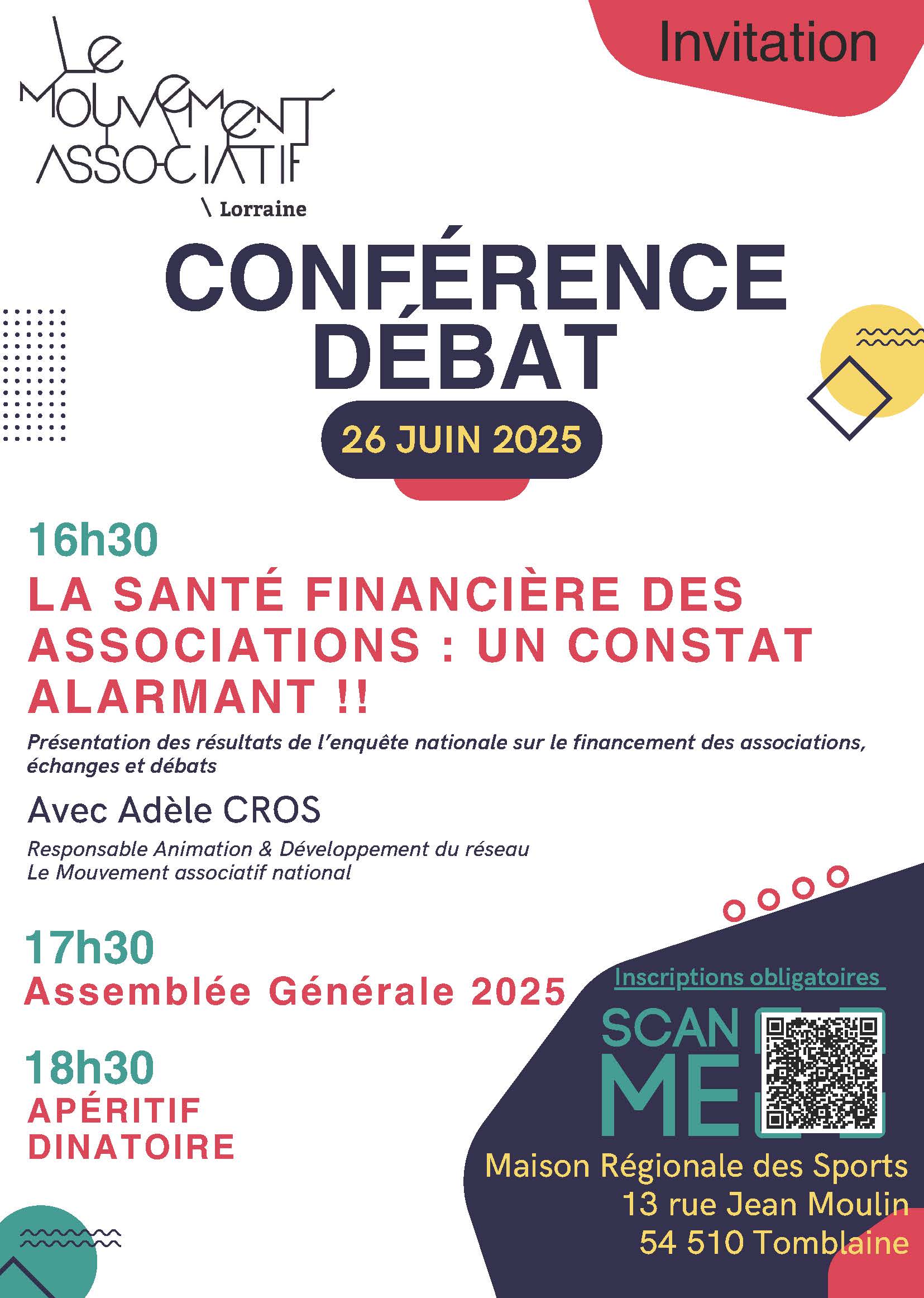 Conférence Débat à la Maison Régionale des Sports de Tomblaine, animée par le Mouvement Associatif