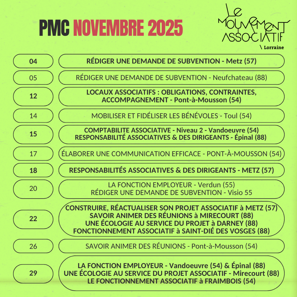 Le Programme de Montée en Compétence de Novembre pour les Bénévoles associatifs