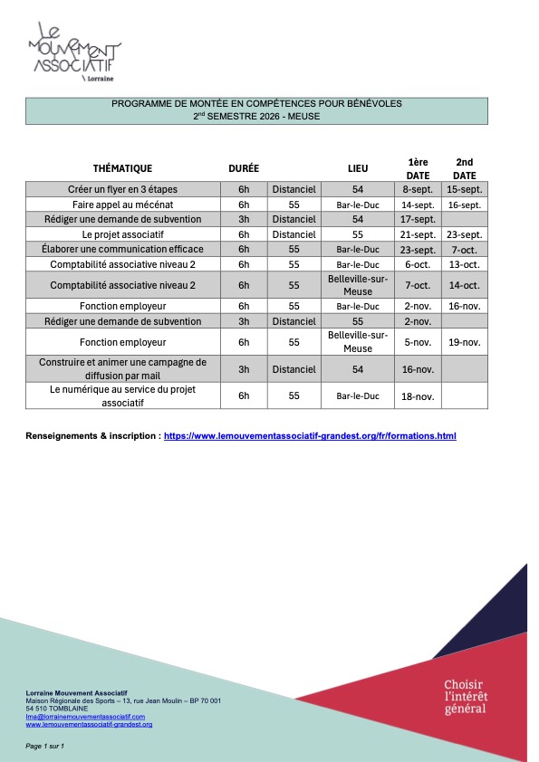 Programme de montée en compétence en Meuse
