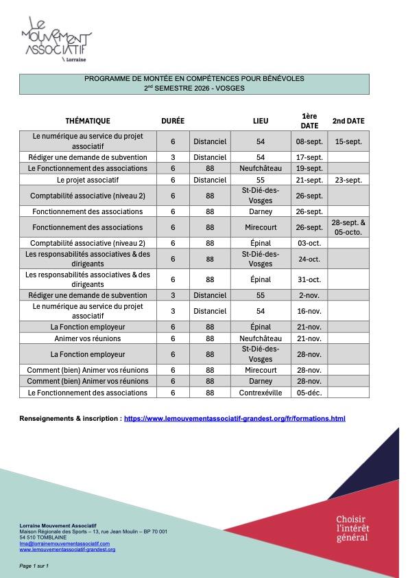 Programme de montée en compétence dans les Vosges